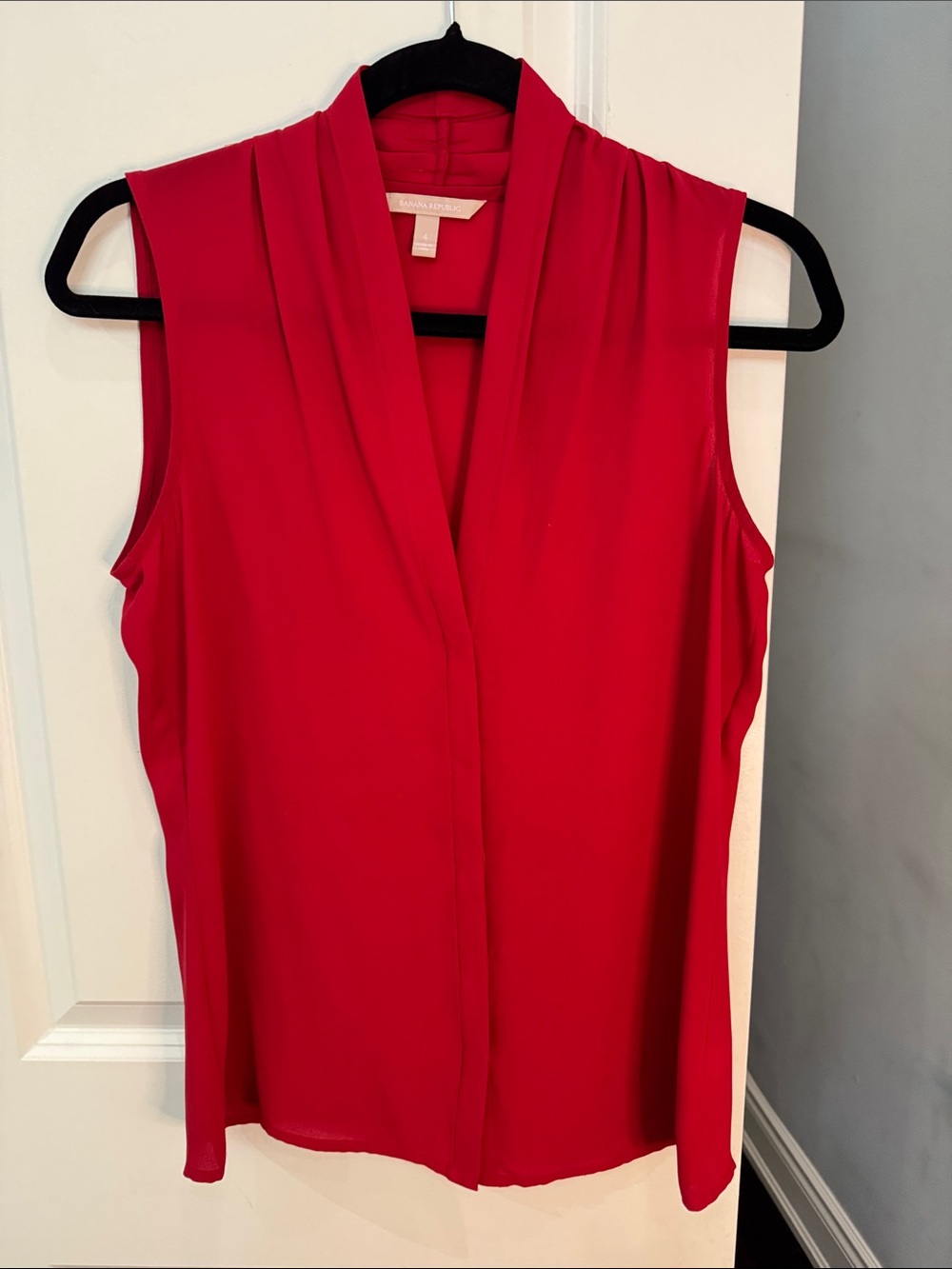 Banana Republic Bright Red Sleeveless V-Neck Shell